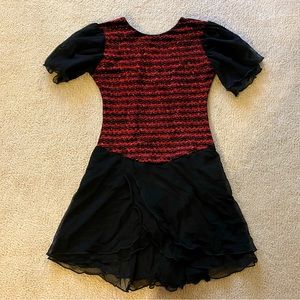 Black and red figure skating dress.